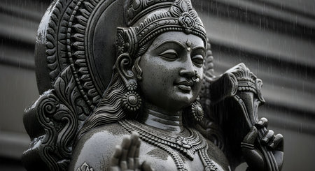 Ganesha statue in Bangkok, Thailand. Black and white.の素材