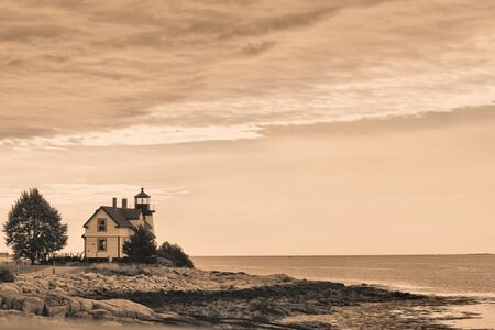 Sepia view of a lighthouseの写真素材