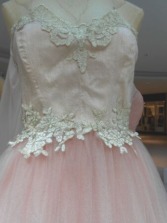 Beaded dress with pink skirtの写真素材
