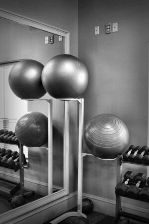 Exercise balls in black and whiteの写真素材