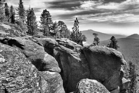 Black and white of rocky cliffの写真素材