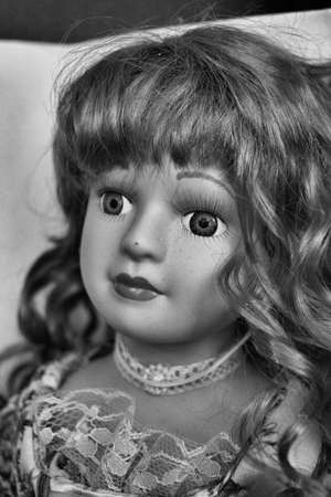 Black and white Antique dollの写真素材