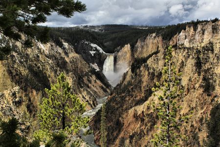 Waterfall at Yellowstone National Parkの写真素材