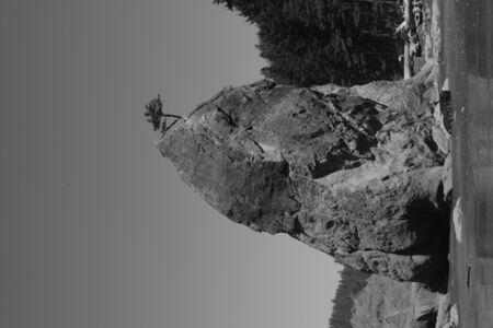 Black and white sea stackの写真素材