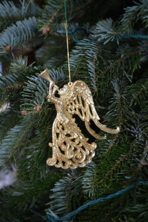 Gold Angel Tree Ornamentの写真素材