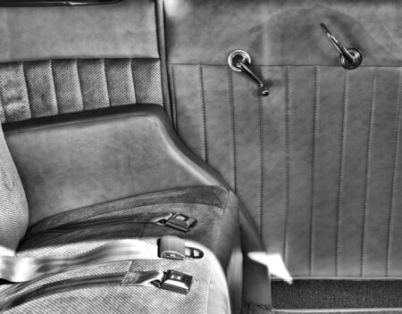 Interior door and seat of old carの写真素材