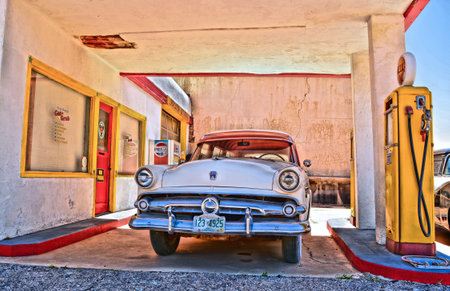 Old car parked in a car portの写真素材