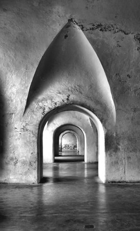 Black and white of doorwaysの写真素材