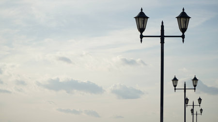 lamppost and clear skyの写真素材