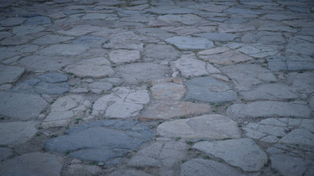 Stone floor with some dust and tiny stones on the floorの写真素材