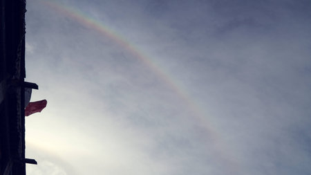 Rainbow on the sky with clear sceneの写真素材