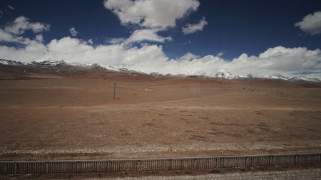Mountain and Land with some of clouds and sky with high contrastの写真素材