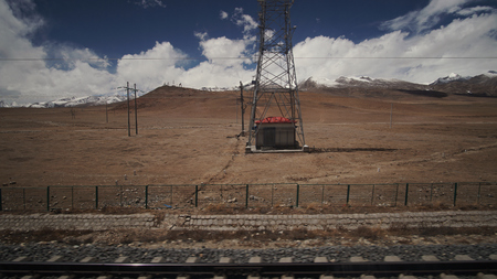 Mountain and Land with some of clouds and sky with high contrastの写真素材