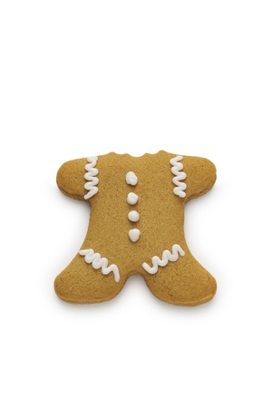 A gingerbread man cookie with his head bitten offの写真素材