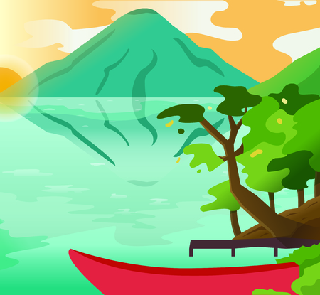 illustrated mountain sceneryのイラスト素材