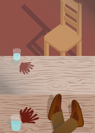 illustrated wooden chair and backgroundのイラスト素材