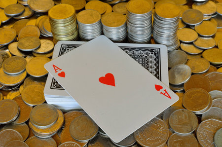 poker card and coins