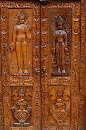 Buddha, native Thai style wood carvingの写真素材