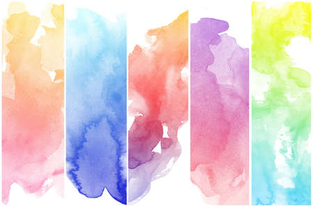 Set of colorful Abstract water color art hand paint backgroundの写真素材
