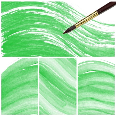 Set of colorful Abstract water color art hand paint background with artist brushの写真素材
