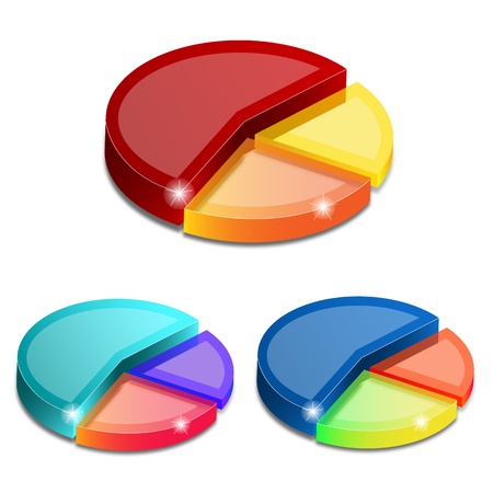 3d pie graphs isolated on white background, vector illustrationのイラスト素材