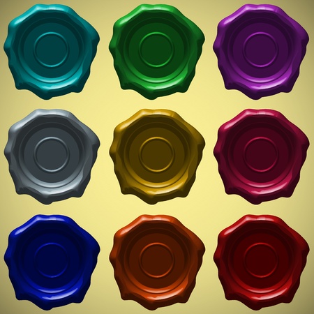 Colourful classic wax seal on gold gradient background, vector illustrationのイラスト素材