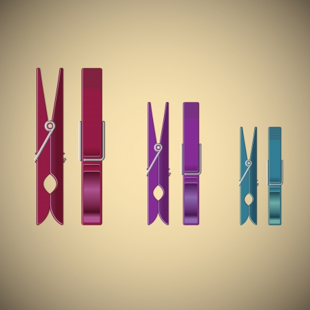 Clothes pin set on gradient background, vector illustrationのイラスト素材