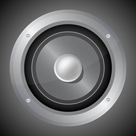 Audio speaker isolated on black background, vector illustrationのイラスト素材