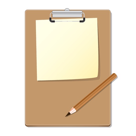 Clipboard with green read paper and pencilのイラスト素材