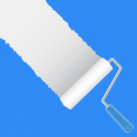 Paint roller brush with white, vector illustrationのイラスト素材