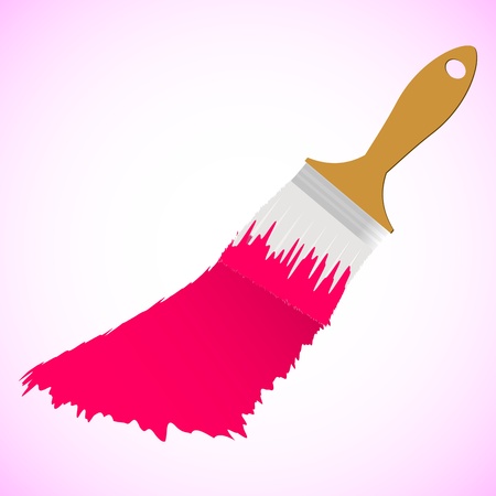 Pink colour paint brush on pink smooth background のイラスト素材