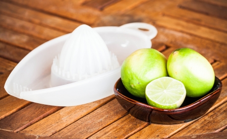 Fresh lime wholes and slice prepare for squashの写真素材
