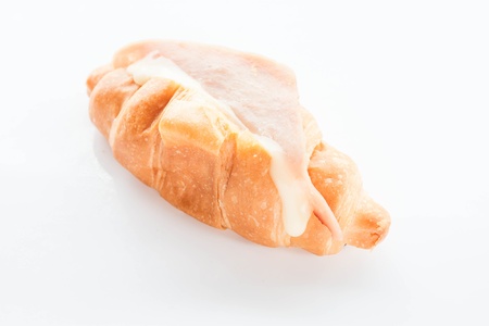 Mini ham cheese croissant isolated on white backgroundの写真素材