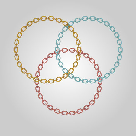 Triple ring chains with gold, silver and bronze, stock vector