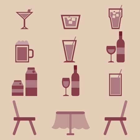 Drinks icons set in restaurant のイラスト素材
