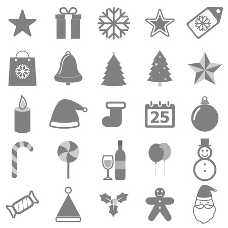 Christmas icons on white background, stock vectorのイラスト素材