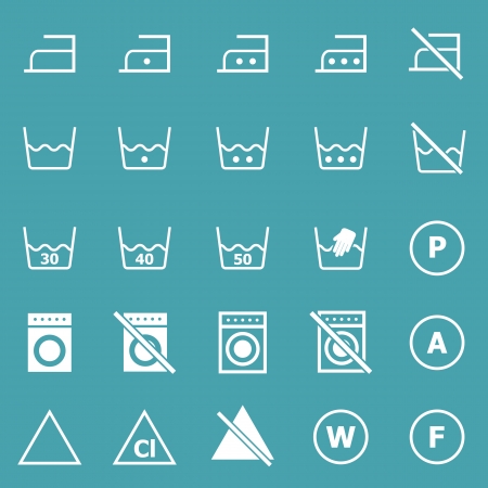 Laundry icons on blue background, stock vectorのイラスト素材
