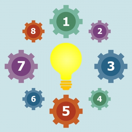 Gear elements template with bulbのイラスト素材