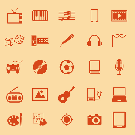Entertainment color icons on orange backgroundのイラスト素材