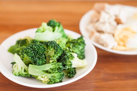 Fresh hydroponic vegetables on wooden table, stock photoの写真素材