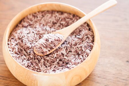Berry rice in wooden bowl, stock photoの写真素材