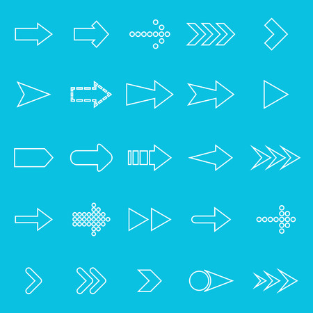 Arrow line icons on blue background, stock vectorのイラスト素材