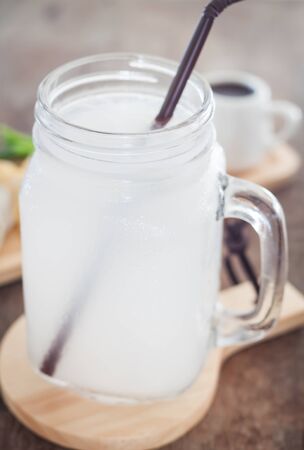 Glass of fresh coconut water, stock photoの写真素材