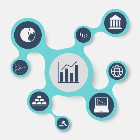 Stock market infographic template with connected metaballs, stock vectorのイラスト素材