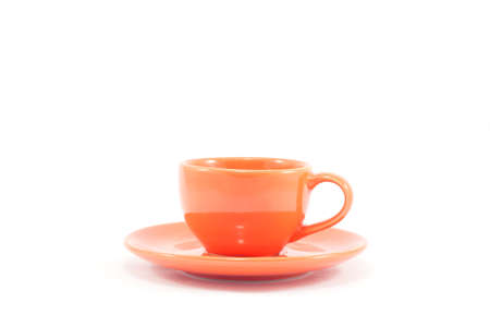 Orange coffee cup isolated on white background, stock photoの写真素材