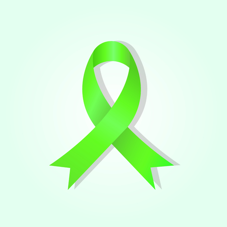 Green awareness ribbon on green glow background, stock vectorのイラスト素材