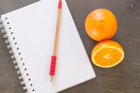 Shopping list with Healthy fruits, stock photoの写真素材