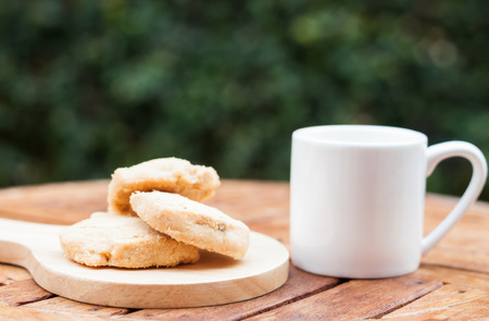 Cashew cookies with coffee cup, stock photoの写真素材