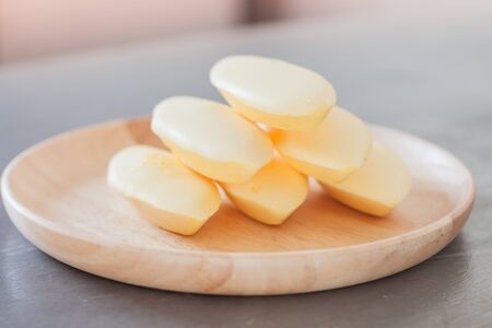 Traditional Thai cookies on wooden plate, stock photoの写真素材