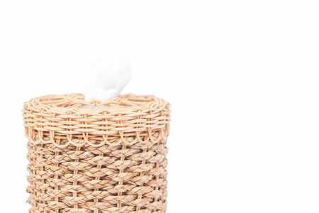 Craft weave tissue paper box on white backgroundの写真素材